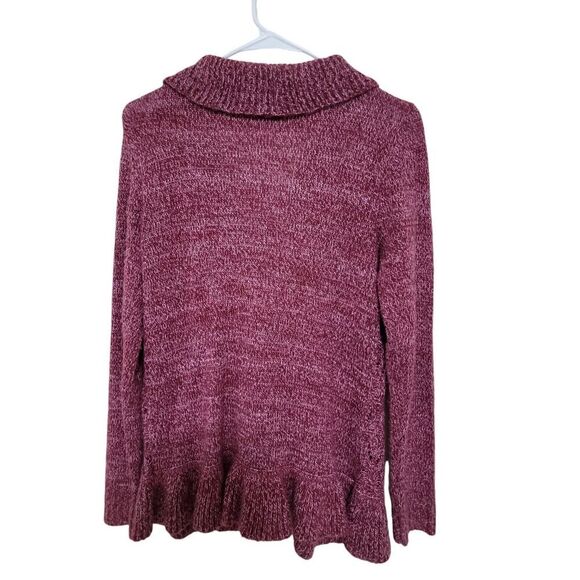 KAREN SCOTT SUATER TALLA S COLOR VINO CON VOLANTAS EN SU ALRREDEDOR - Picture 2 of 4